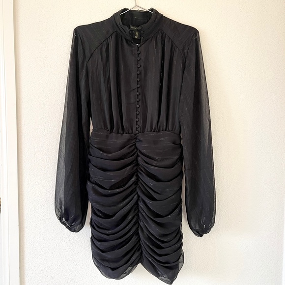 House of Harlow 1960 x Revolve Black Ruched Mini Cocktail Dress | Size 2 - Picture 3 of 6